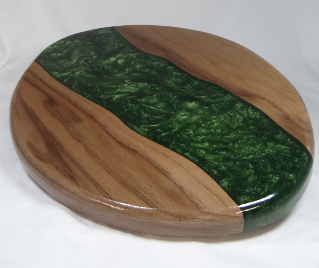 Round Resin & Wood Serving Tray - Image 3